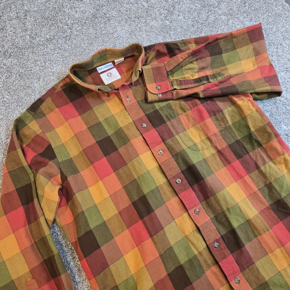 VIYELLA Bullock & Jones Mens L Button Down‎ Long Sleeve Wool Blend Plaid Fall